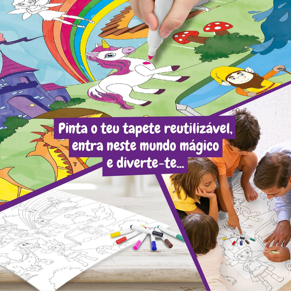 Tapete para Colorir Mundo Mágico