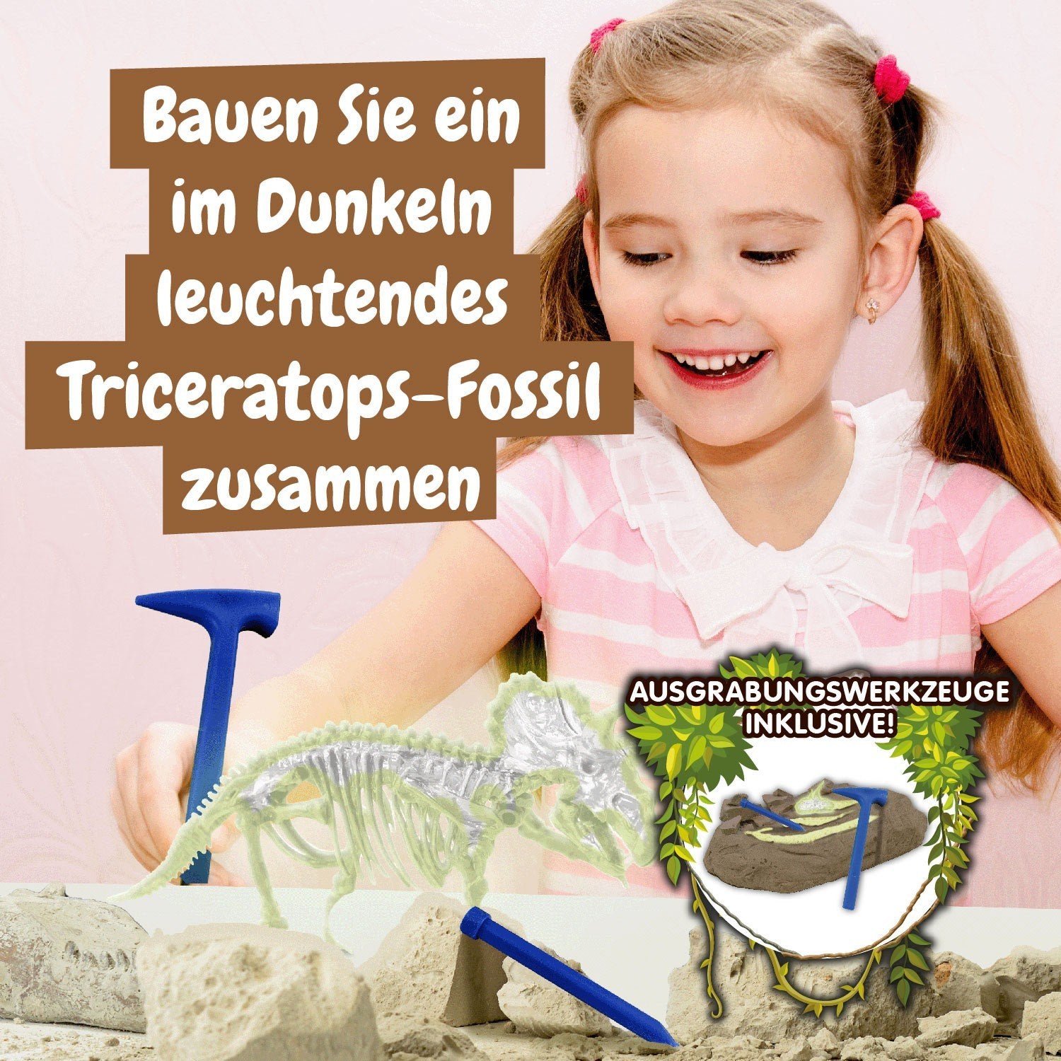 Fossilienausgrabungen leuchten im Dunkeln - Triceratops