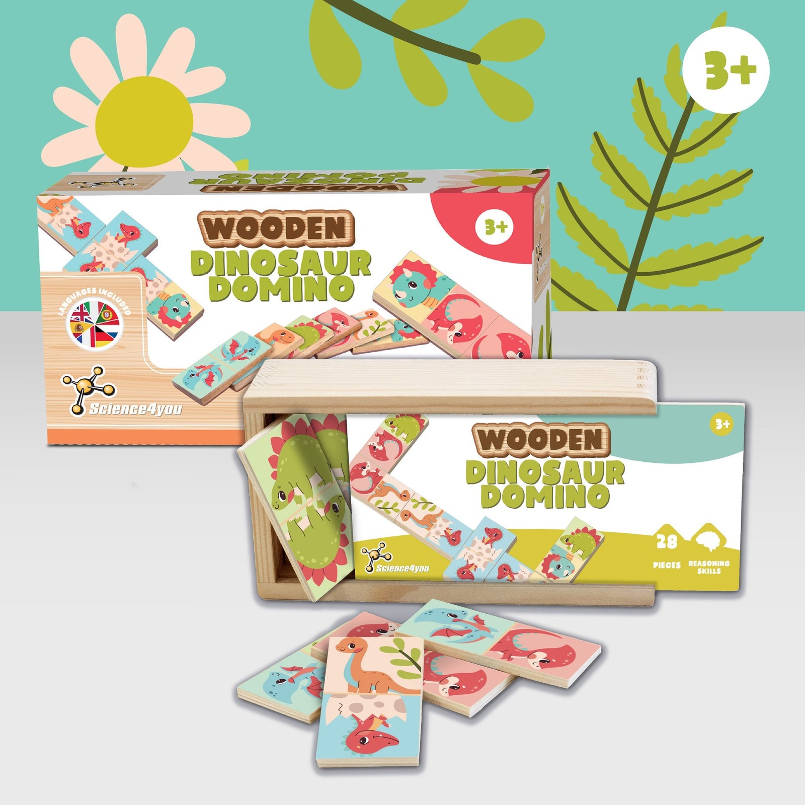 Holzdomino Dinosaurier