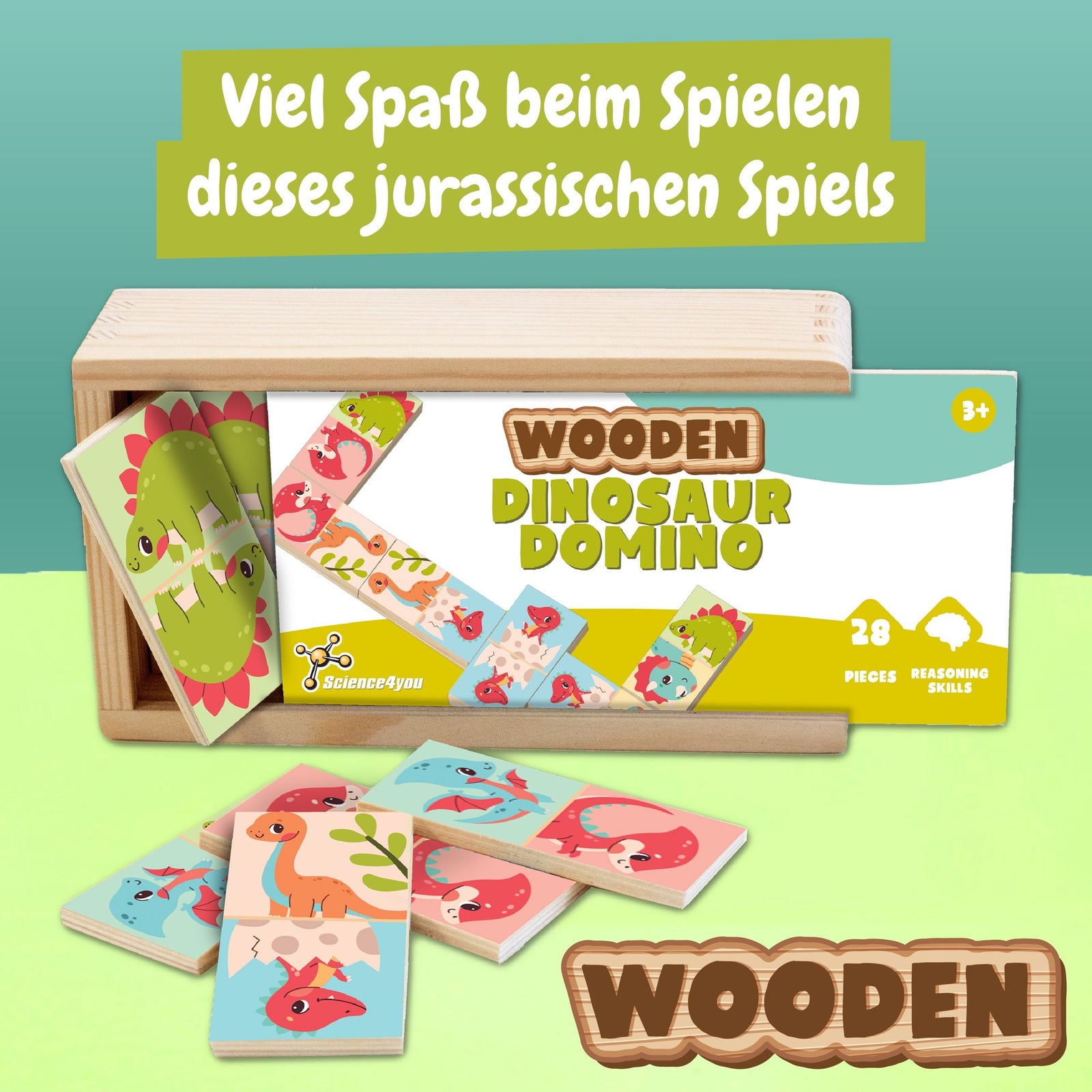 Holzdomino Dinosaurier
